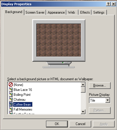 Choosing a background